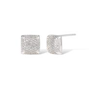 Cubic Zirconia Micro Pave Brass Earring, real gold plated, micro pave cubic zirconia & for woman, platinum color, Sold By Pair