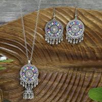 Zinc Alloy Jewelry Sets earring & necklace fashion jewelry & with rhinestone nickel lead & cadmium free Sold By Set