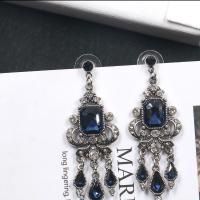 Tibetan Style Drop Earrings, fashion jewelry & with rhinestone, nickel, lead & cadmium free, Sold By Pair