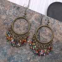 Tibetan Style Drop Earrings, with Seedbead, fashion jewelry & Bohemian style, nickel, lead & cadmium free, Sold By Pair