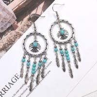 Zinc Alloy Drop Earrings with turquoise fashion jewelry nickel lead & cadmium free Sold By Pair