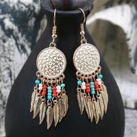 Tibetan Style Drop Earrings, with Seedbead, fashion jewelry, nickel, lead & cadmium free, Sold By Pair
