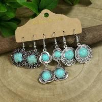 Zinc Alloy Drop Earrings with turquoise fashion jewelry nickel lead & cadmium free Sold By Set
