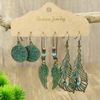 Tibetan Style Drop Earrings, with Caddice & turquoise & Shell & Wood, three pieces & fashion jewelry & different styles for choice & for woman, nickel, lead & cadmium free, Sold By Set