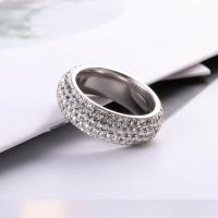 Titanium Steel Finger Ring fashion jewelry & with rhinestone nickel lead & cadmium free Sold By PC