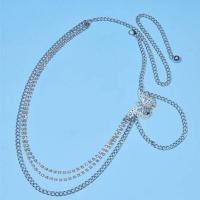 Biżuteria ciała łańcucha, Stop cynku, Platerowane w kolorze srebra, biżuteria moda & wielowarstwowa & dla kobiety, bez zawartości niklu, ołowiu i kadmu, długość około 110 cm, sprzedane przez PC