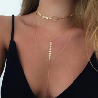 Multi Layer Necklace Zinc Alloy plated three layers & fashion jewelry & for woman nickel lead & cadmium free Length Approx 50 cm Sold By PC