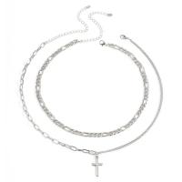 Mode-Multi-Layer-Halskette, Zinklegierung, mit Verlängerungskettchen von 5cm, plattiert, Doppelschicht & Modeschmuck & für Frau, keine, frei von Nickel, Blei & Kadmium, Länge:ca. 45 cm, verkauft von PC