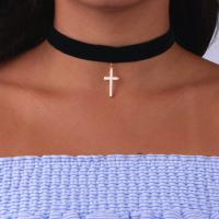 Fashion Choker halskæde, Zinc Alloy, med Velveteen, med 10cm extender kæde, forgyldt, mode smykker & for kvinde, flere farver til valg, nikkel, bly & cadmium fri, Længde Ca. 30 cm, Solgt af PC