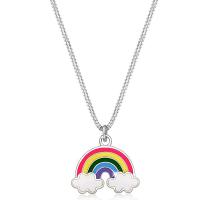 Zinklegierung Schmuck Halskette, Regenbogen, silberfarben plattiert, Modeschmuck & für Frau, frei von Nickel, Blei & Kadmium, Länge:ca. 45 cm, verkauft von PC