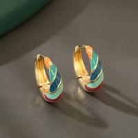 Messing Spring hoop oorbellen, gold plated, mode sieraden & voor vrouw & glazuur, nikkel, lood en cadmium vrij, 15x15mm, Verkocht door pair