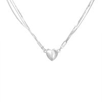 Titanstahl Halskette, mit Magnet, Herz, silberfarben plattiert, Modeschmuck & für Frau, Silberfarbe, Länge:43.5 cm, verkauft von PC