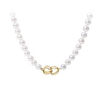 Přírodní Sladkovodní Pearl náhrdelník, s Shell Pearl, módní šperky & různé styly pro výběr & pro ženy, bílý, Prodáno za 92 cm Strand