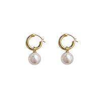Glass Pearl Earring, Natural & fashion jewelry & for woman, more colors for choice, Hoop earringsuff1a14mm,Pearl:10m, Sold By Strand