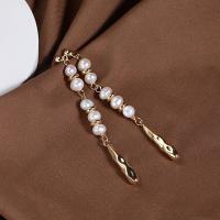 Freshwater Pearl Earrings with Brass gold color plated fashion jewelry & for woman Sold By Pair