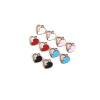 Tibetan Style Enamel Pendants, Heart, gold color plated, DIY & hollow, more colors for choice, 14x14mm, Approx 100PCs/Bag, Sold By Bag