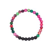 Gemstone Bracelets, Lava, with Dragon Veins Agate, Round, fashion jewelry & Unisex, mixed colors, 6mm, Length:Approx 18 cm, Sold By PC