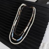 Mode-Multi-Layer-Halskette, Kunststoff Perlen, mit Zinklegierung, drei Schichten & Modeschmuck & für Frau, Länge:ca. 14.96 ZollInch, ca. 16.14 ZollInch, ca. 17.71 ZollInch, verkauft von PC