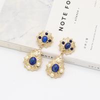 Tibetan Style Stud Earring, with Lapis Lazuli, fashion jewelry & for woman, nickel, lead & cadmium free, 55mm, Sold By Pair