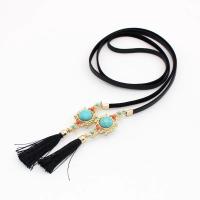Zinc Alloy Jewelry Necklace with leather cord & turquoise fashion jewelry & for woman nickel lead & cadmium free Length Approx 34.64 Inch Sold By PC