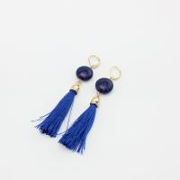 Zinc Alloy Drop Earrings with Lapis Lazuli fashion jewelry & for woman nickel lead & cadmium free 85mm Sold By Pair