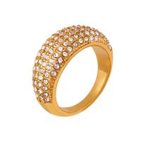 Titanium Čelik Finger Ring, s češki, modni nakit & različite veličine za izbor & za žene, više boja za izbor, 9.70mm, Prodano By PC