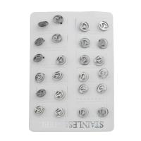 Stainless Steel Stud Earrings, 316 Stainless Steel, fashion jewelry & for woman, original color, 9x9x12.50mm, 12Pairs/Lot, Sold By Lot