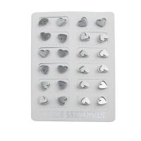 Stainless Steel Stud Earrings, 316 Stainless Steel, Heart, fashion jewelry & for woman, original color, 8x9.50x12.50mm, 12Pairs/Lot, Sold By Lot