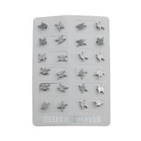 Stainless Steel Stud Earrings, 316 Stainless Steel, fashion jewelry & for woman, original color, 6.50x9.50x12.50mm, 12Pairs/Lot, Sold By Lot