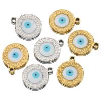 Evil Eye Pendants, 304 Stainless Steel, plated, DIY & enamel, more colors for choice, 15x18mm, Hole:Approx 2mm, 5PCs/Bag, Sold By Bag