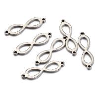 Stainless Steel Connector, 304 Stainless Steel, Infinity, DIY, original color, 25.50x7mm, Hole:Approx 1.5mm, 10PCs/Bag, Sold By Bag