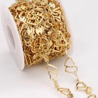 Acier inoxydable chaîne de bijoux, Acier inoxydable 304, coeur, Plaqué or 18K, DIY, doré, 1m/sac, Vendu par sac