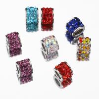 Acero inoxidable Beads gran agujero, acero inoxidable 304, chapado, Bricolaje & con diamantes de imitación, más colores para la opción, 5x6mm, agujero:aproximado 4mm, 10PCs/Bolsa, Vendido por Bolsa
