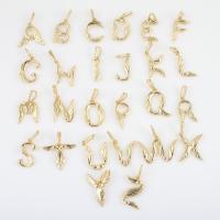Brass Jewelry Pendants, Alphabet Letter, gold color plated, DIY & different styles for choice, more colors for choice, nickel, lead & cadmium free, 26x5.60x2.70mm, Sold By PC