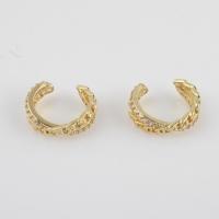 Fashion Earring Cuff and Wraps, Brass, with Cubic Zirconia, gold color plated, for woman, nickel, lead & cadmium free, 16.70x15.10x5.80mm, Sold By Pair