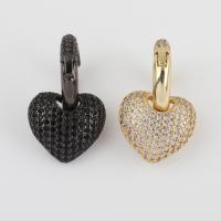Huggie Hoop Drop Earring Brass with Cubic Zirconia Heart plated for woman nickel lead & cadmium free Sold By Pair