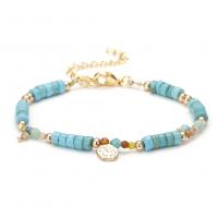 Gemstone Bracelets Brass with Natural Stone with 5cm extender chain plated fashion jewelry blue nickel lead & cadmium free Length 16 cm Sold By PC