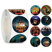 Copper Printing Paper Sticker Paper, Round, Halloween Design & mixed pattern & DIY & different size for choice, 500PCs/Spool, Sold By Spool