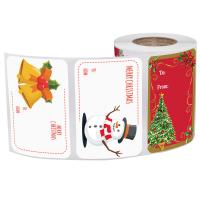 Copper Printing Paper Sticker Paper, Rectangle, Christmas Design & mixed pattern & DIY, 75x50mm, 250PCs/Spool, Sold By Spool
