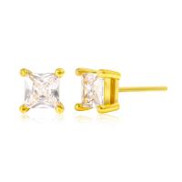 Befestiger Zirkonia Messing Ohrring, vergoldet, verschiedene Größen vorhanden & Micro pave Zirkonia & für Frau, goldfarben, verkauft von Paar