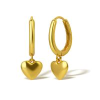 Huggie Hoop kolczyki kropla, Mosiądz, Serce, Platerowane prawdziwym złotem, dla kobiety, złoty, sprzedane przez para