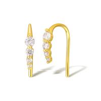 Messing oorbellen met micro-paved kubieke zirconia's, echt goud verguld, micro pave zirconia & voor vrouw, meer kleuren voor de keuze, Verkocht door pair