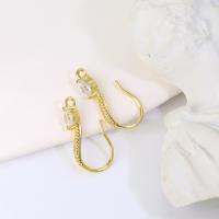 Brass Hook Earwire real gold plated micro pave cubic zirconia & for woman Sold By Pair