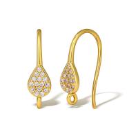 Brass Hook Earwire, real gold plated, micro pave cubic zirconia & for woman, golden, Sold By Pair