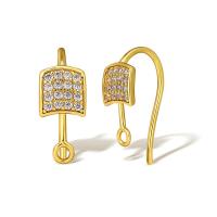 Brass Hook Earwire real gold plated micro pave cubic zirconia & for woman golden Sold By Pair