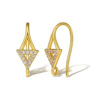 Brass Hook Earwire, real gold plated, micro pave cubic zirconia & for woman, golden, Sold By Pair