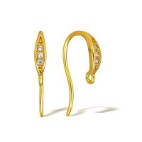 Brass Hook Earwire, real gold plated, micro pave cubic zirconia & for woman, more colors for choice, Sold By Pair
