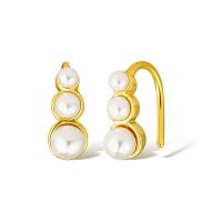 Brass Earring Hook, with Plastic Pearl, real gold plated, for woman, more colors for choice, Sold By Pair