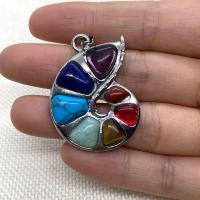Gemstone Pendants Jewelry, Natural Stone, with Lapis Lazuli & Tiger Eye, multifunctional & DIY, 29x38mm, Sold By PC