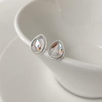 925 Sterling Silver Stud Earrings fashion jewelry & for woman & with rhinestone nickel lead & cadmium free Sold By PC